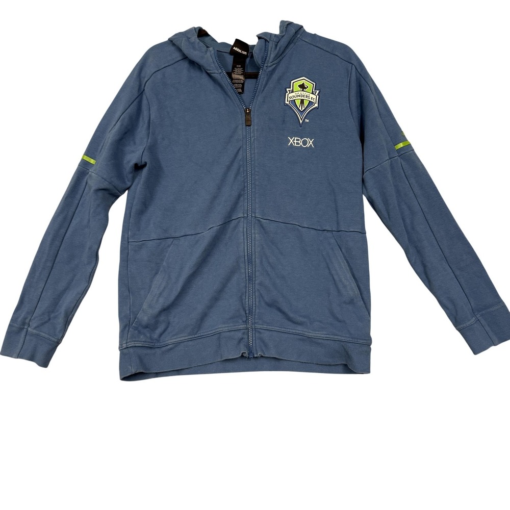 Seattle Sounders FC Sweatshirt Youth Large Boys Blue MLS Soccer Full Zip Adidas‎